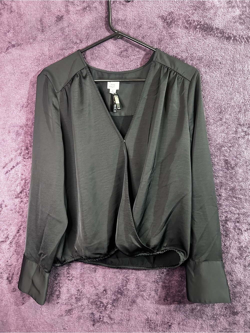 a new day Black V-Neck Wrap Blouse